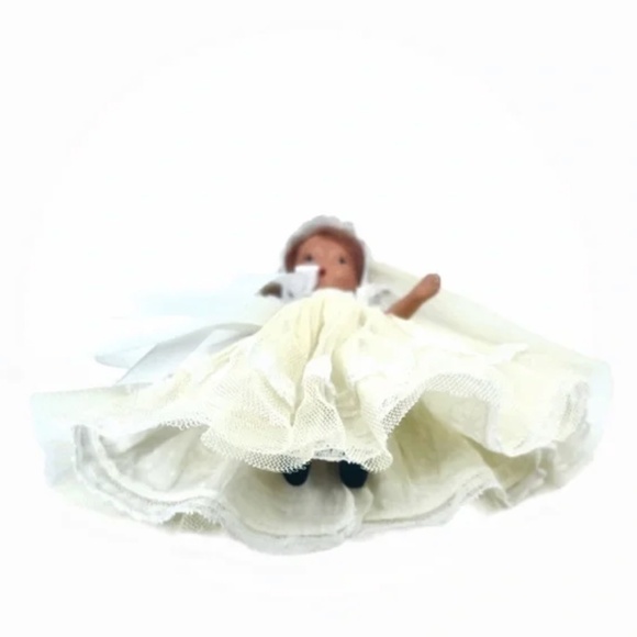 Nancy Ann Storybook Doll 5.5 in 2 joints Bride in white gown pink 🩷 1930s 1940s - Picture 5 of 6